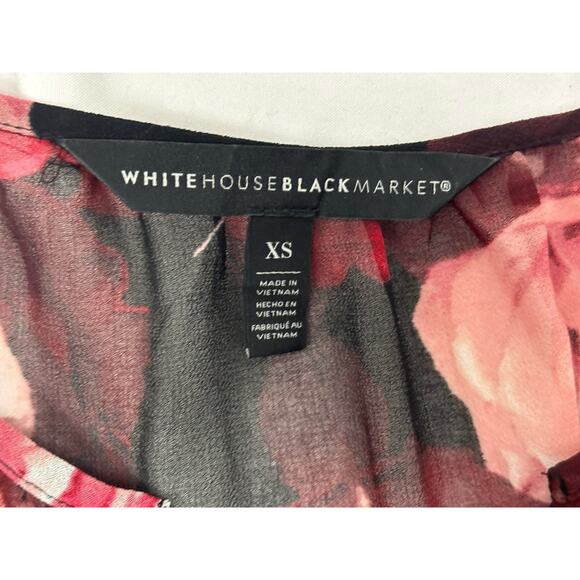 White House Black Market Rosé Floral Blouse Romantic Feminine Ruffle Sleeve XS - Picture 6 of 10